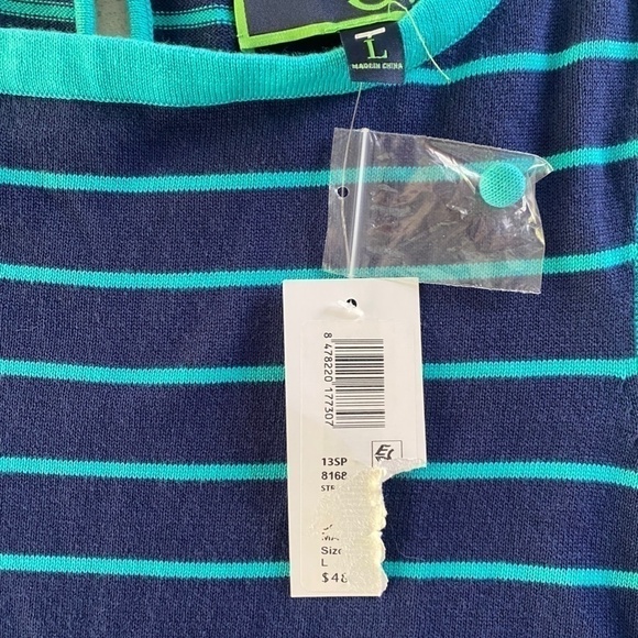 NWT C WONDER Aqua and blue crew neck sleeveless knit top. Size L - Picture 8 of 8